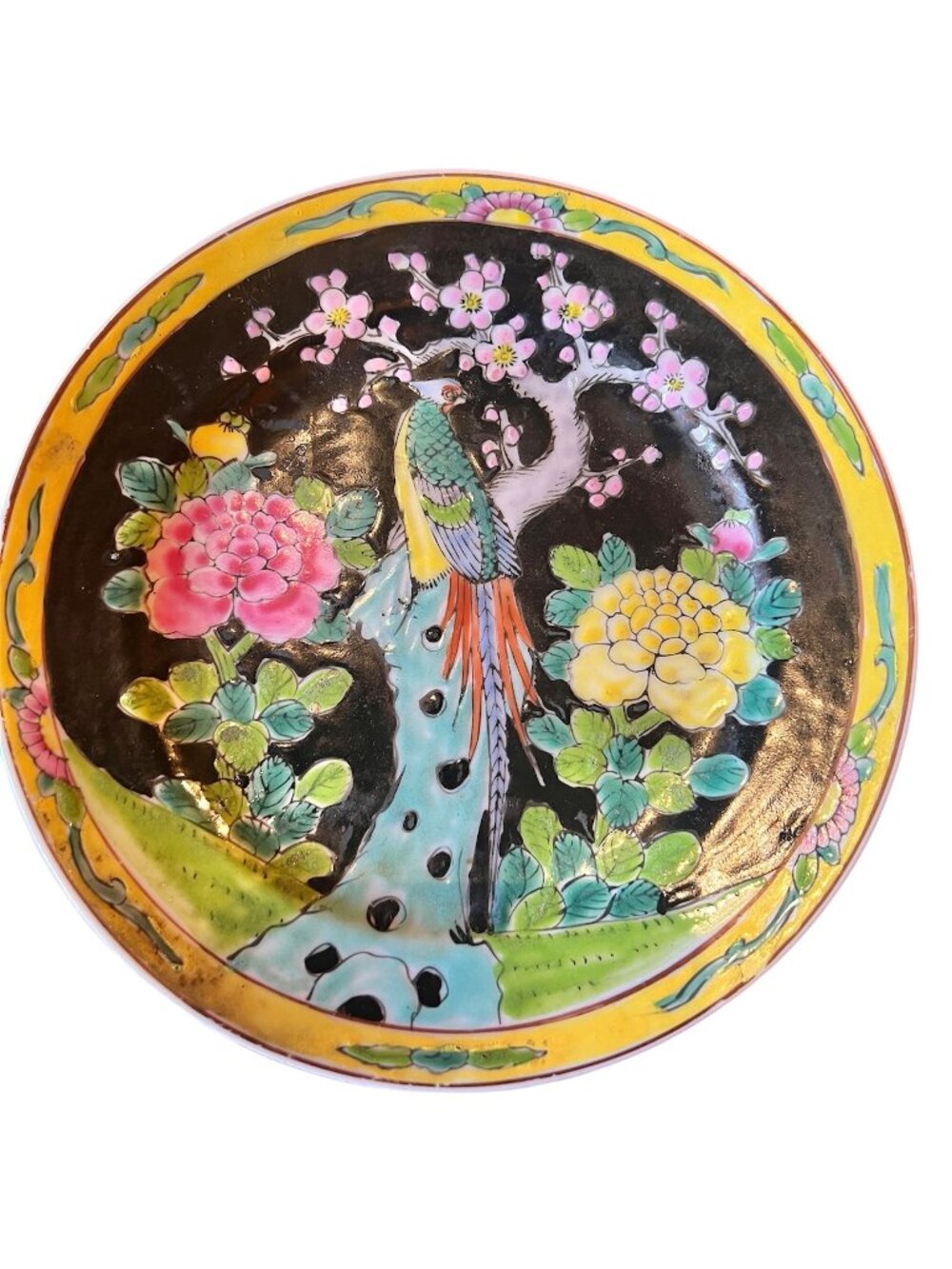 Antique Japanese Yamatoku ? Plate With Peacock & Peony 6.5" Hand Painted Collect